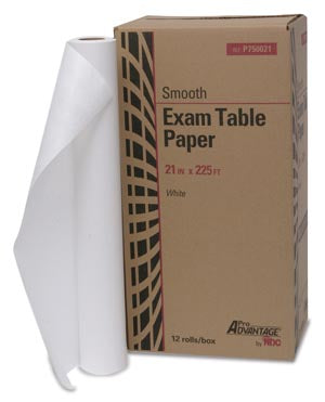 Exam Table Paper, 21" x 125 ft, White, Crepe, 12/cs (020209)